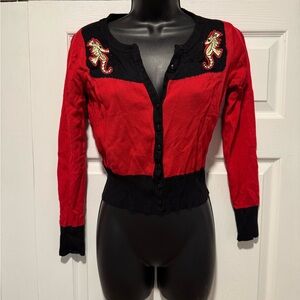 Voodoo Vixen Red and Black Cardigan
